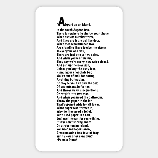 Airport on an Island Poem Quote Edition Magnet by Pamela Storch